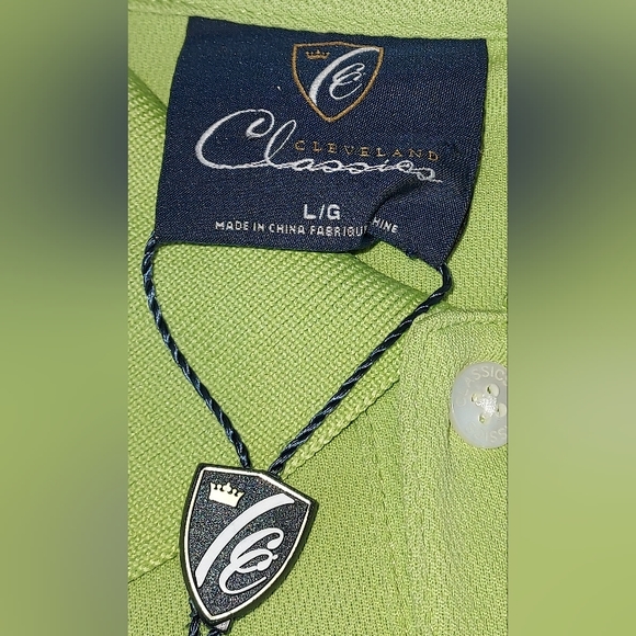 Cleveland Classics Lime Collared Partial Button Down Short Sleeve Shirt NWT - Picture 8 of 11